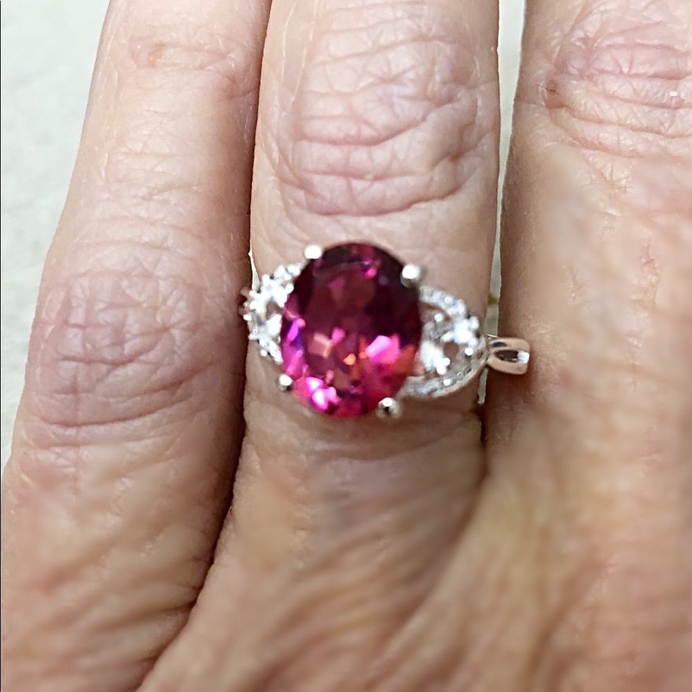 Cabernet Quartz, White Topaz Ring - Picture 4 of 4